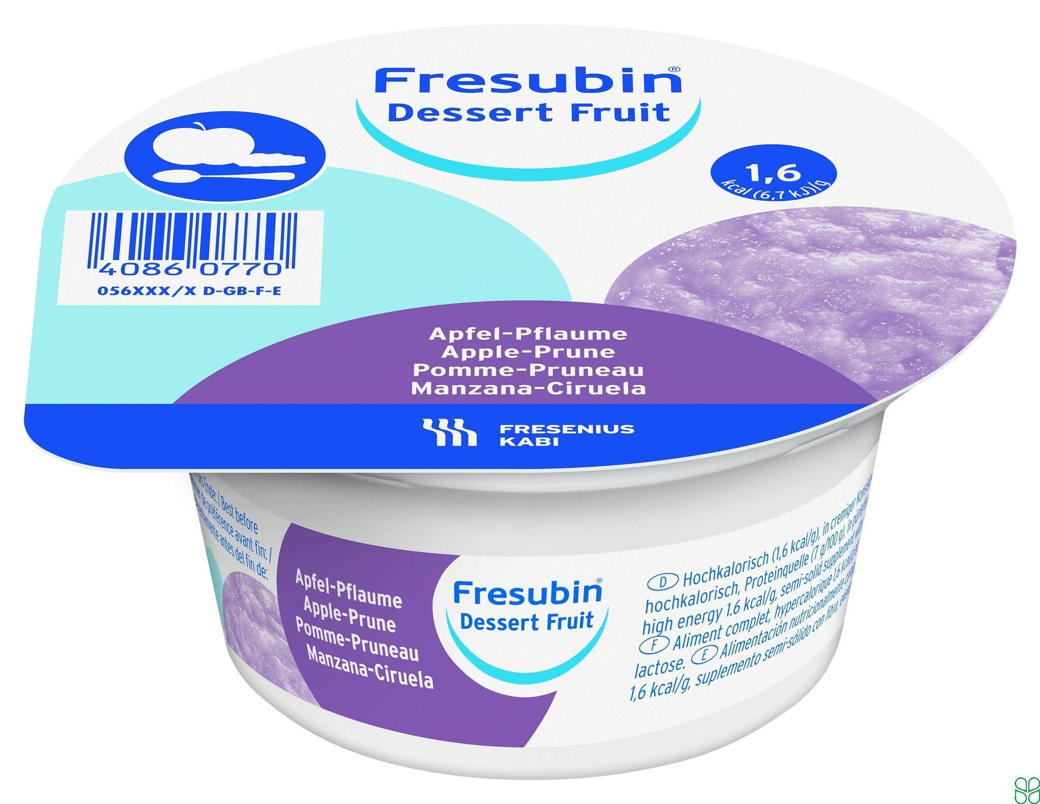 Fresubin Dessert Fruit Appel/Pruim Pudding 4 x 125g