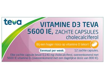 Teva Vitamine D3 Capsule 5600IE 12 stuks