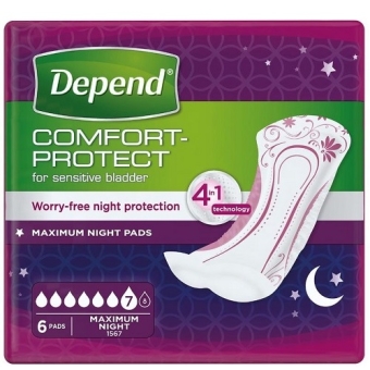 Depend Comfort-Protect Super Night Inleggers 6 stuks