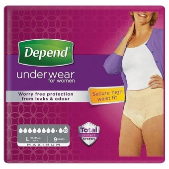 Depend Underwear For Women Maximum L Pants 9 stuks