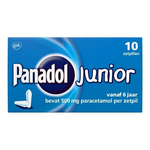 Panadol Junior Paracetamol 500mg Zetpillen 10 stuks