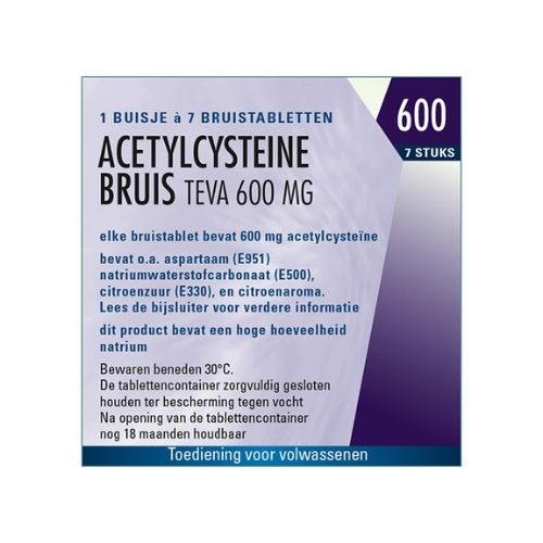 Teva Acetylcysteïne 600mg Bruistabletten 7 stuks