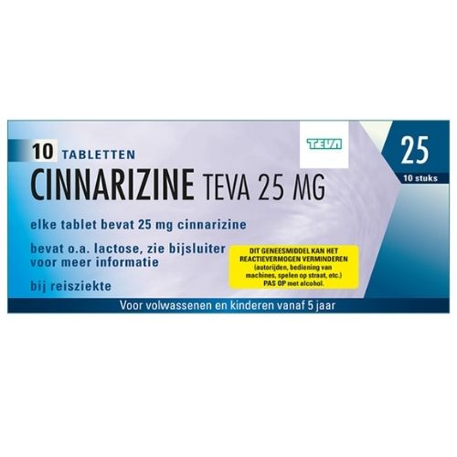 Teva Cinnarizine 25mg Tabletten 10 stuks