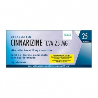 Teva Cinnarizine 25mg Tabletten 30 stuks