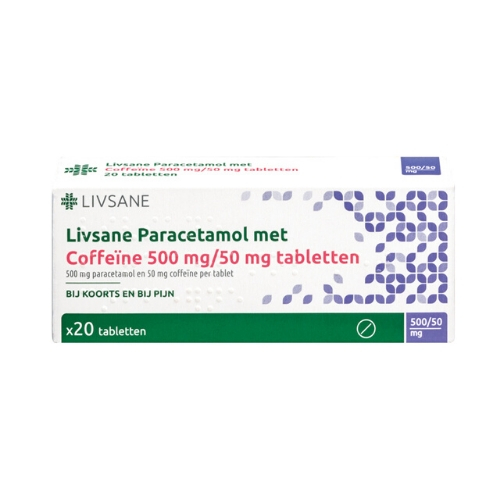 Livsane Paracetamol met Coffeïne 500mg/50mg Tabletten 20 stuks