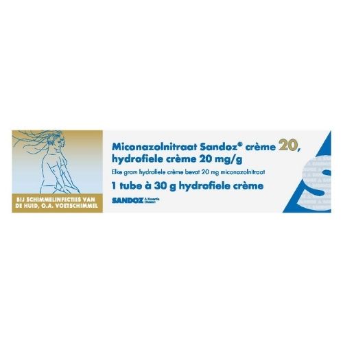 Sandoz Miconazolnitraat 20mg/g Hydrofiele Crème 30g