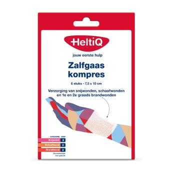 HeltiQ Zalfgaaskompres 7,5 x 10cm 6 stuks